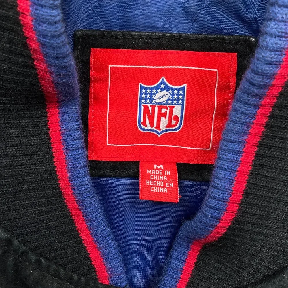 GIII NFL Jacket Men‎ M NEW YORK GIANTS Stitched Logo Varsity Bomber Outerwear